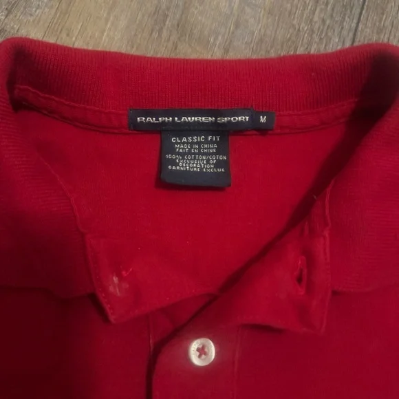 Ralph Lauren Sport Red Polo Shirt Men’s Medium Classic Fit - Picture 3 of 7